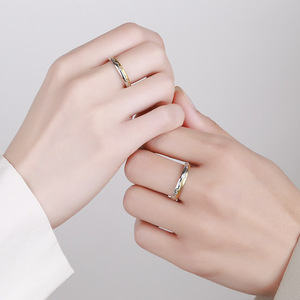 Mode Pembukaan Sederhana Cincin Detak Jantung Pernikahan Minimalis Warna Perak Cincin Pasangan Dapat Disesuaikan untuk Pria Wanita Perhiasan Pertunangan - Product Image 2