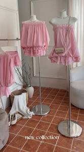 Ensemble de voile rose Bochum en gros, style décontracté + short court, 100% polyester, mousseline, tenue quotidienne, ensemble de 2 pièces - Product Image 2