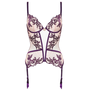 Lingerie sexy en <span class=keywords><strong>tulle</strong></span> brodé <span class=keywords><strong>transparent</strong></span> avec fil lurex, 4 bretelles et fines bretelles élastiques réglables, bonnets doublés à armatures - Product Image 6