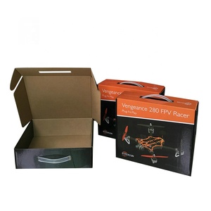 Corrugated Cardboard Packaging Box with Handle Custom Printed Foldable Recycled Paper Corrugated Board Craft Box Gift & Craft