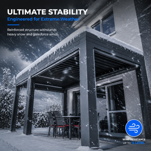 Pergola en aluminium HENLIXO pour extérieur avec <span class=keywords><strong>toit</strong></span> métallique et écran rétractable, <span class=keywords><strong>toit</strong></span> ouvrant - Product Image 3