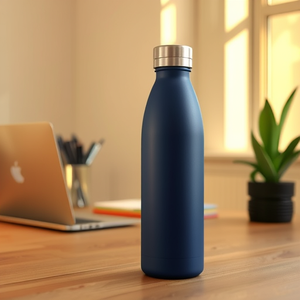 Stainless Steel <b>Thermos</b> <b>Bottle</b> Double Walled Insulated For Camping Outdoor Use Dark Blue 500Ml - Product Image 1