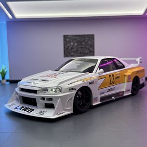 Coche de Juguete de Metal de Colección, Modelo a Escala 1:18 del <span class=keywords><strong>Nissan</strong></span> <span class=keywords><strong>GTR</strong></span> R34 Skyline, con Sonido y Luz, 4 Puertas Abatibles - Product Image 5