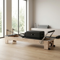 Cama de Pilates Reformer de Alta Calidad con Núcleo de Roble Macizo, Equipo de Pilates de Grado Comercial para Gimnasio, Cama de Fitness Resistente