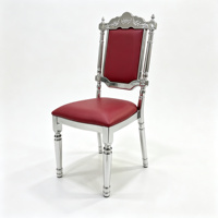 Chaises de salle à manger au design élégant Luxe Europe, structure en métal doré électro-plaqué, chaises empilables pour banquet avec coussin en cuir