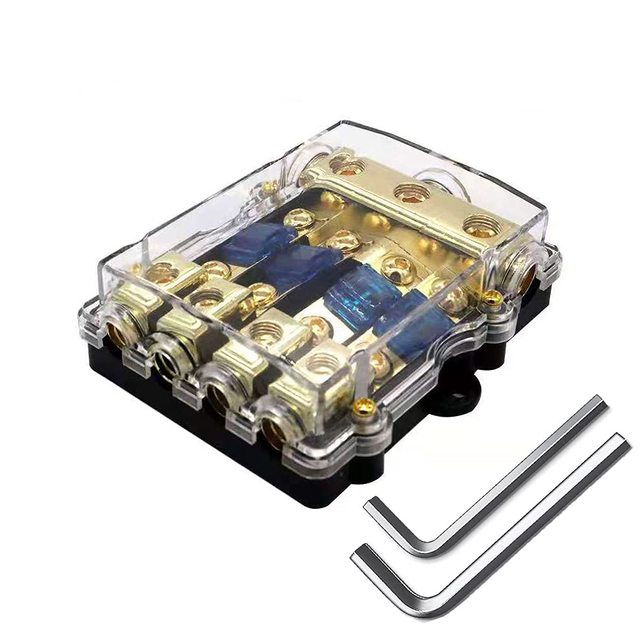 2 3 4-Way Fuse Holder Copper Distribution Block 0/2/4 Gauge to 4/6/8 Gauge Used for Audio Stereo Amplifier of Car, Truck