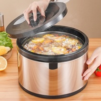 Boîte à lunch commerciale isotherme en acier inoxydable grande capacité, écologique, avec couvercle en plastique, poignée et seau à glace – Portable