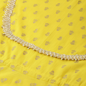 Anarkali Kurta en coton cambric imprimé Butti doré, Shalwar Kameez lourd cousu, Lehenga jaune pour soirée, style indien - Product Image 1