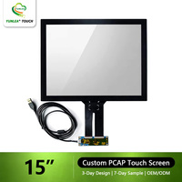 Pantalla táctil personalizada de 15 pulgadas CTP guante impermeable Stylus Panel táctil AG AR AF vidrio proyectado pantalla multitáctil capacitiva