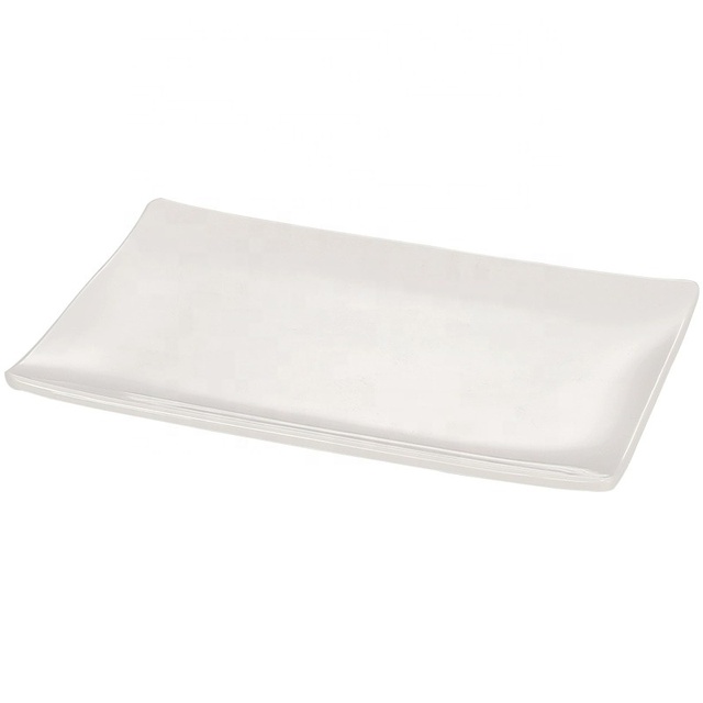Wholesale Restaurant Flat Melamine Rectangular White Plates Reusable Unbreakable Modern Plates