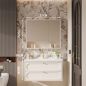 Tocador de baño duradero de estilo lujoso moderno, gabinete de piedra de losa de roca, fácil instalación, fregadero de cerámica LED inteligente, Escuela Superior de mármol - Product Image 6