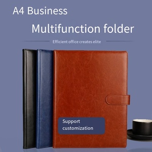 Carpeta de Cuero PU <span class=keywords><strong>A4</strong></span> Personalizada con Cierre Elástico, Bolsillo para Tarjetas, Multifuncional, Impermeable, Organización de Archivos de Negocios para Oficina y Hogar - Product Image 4