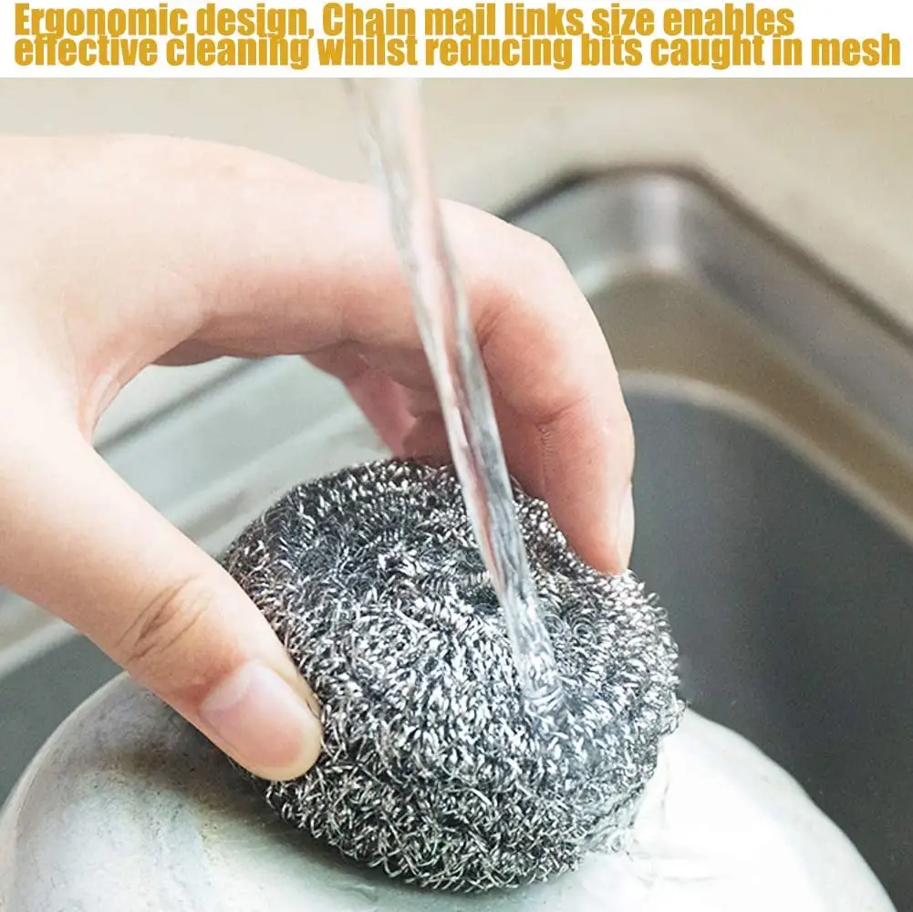 Esponja de metal para limpeza, esponja escovadora fio de aço inoxidável para limpeza de cozinha