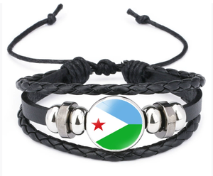 Venta directa de fábrica-Guinea-Bissau Bandera nacional Patrón Tiempo Gema Pulsera de cuero para hombres Pulseras negras - Product Image 5