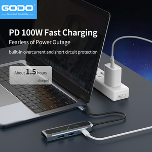 Adaptateur multiport GODO <span class=keywords><strong>RGB</strong></span> 4 en 1 100W Power Delivery 4K HDMI double USB 3.0, station d'accueil USB C pour ordinateur portable - Product Image 5