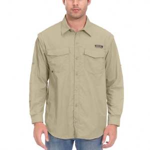 قميص صيد عالي الجودة بأكمام طويلة سريع الجفاف مقاوم للأشعة فوق البنفسجية ومضاد للماء وقابل للتنفس مصنوع من البوليستر والنايلون متوفر بمقاسات كبيرة - Product Image 1