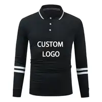 Özel pamuklu rahat siyah polo gömlekler erkek basit tasarım uzun kollu golf tişörtü
