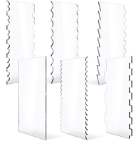 Kit de racloir, peigne en acrylique pour gâteaux à la crème, décoration lisse, 4 pièces, échantillon gratuit, personnalisé, 6 pièces