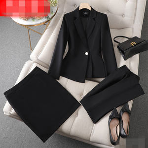<span class=keywords><strong>Automne</strong></span> et <span class=keywords><strong>hiver</strong></span> blazer à manches longues costume bureau 3 pièces pantalon ensemble avec <span class=keywords><strong>jupe</strong></span> pour femme - Product Image 3