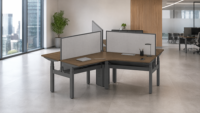 Table de travail électrique réglable en hauteur pour 3 personnes, poste de travail modulaire dos à dos