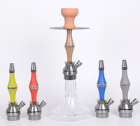Chicha arabe avec tige conique, design à bandes colorées, vase en verre, bol en argile, plateau, pour bars lounge, vente en gros