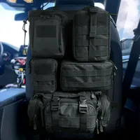 Organisateur de dossier de siège de voiture et de panneau de véhicule tactique en tissu Oxford avec 5 pochettes Molle détachables, ajustement universel pour la plupart des véhicules