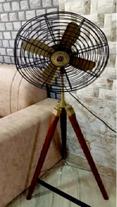 Ventilateur de sol antique Royal Navy avec trépied en bois marron Cadeau de Noël fait à la main - Product Image 4
