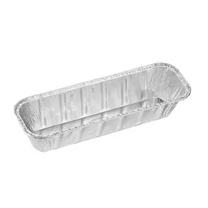 Bandeja de pan larga oblonga de aluminio 24x8x5cm de largo oblongo NINGBO fábrica Contenedor de papel de aluminio desechable Rec24085F