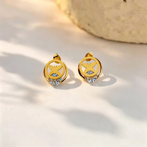 Aretes Minimalistas <span class=keywords><strong>Miou</strong></span> de Acero Inoxidable Chapados en Oro de 18K para Niñas, Diseño de Lazo y Mariposa, Joyería Pequeña Moderna con Circonita - Product Image 2
