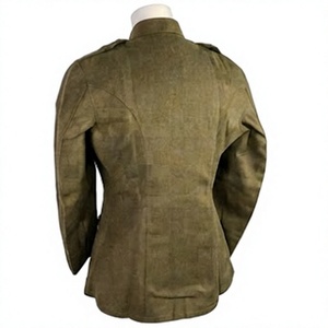 Veste Tunique Uniforme Homme Style Vintage en Laine Enduite à Col Montant Couleur Unie Boutonnée Manches Longues pour Tenue d'Extérieur - Product Image 4