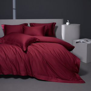Luxury Double Strand Long Staple Cotton Four Piece <b>Bedding</b> <b>Set</b> Solid Color Breathable Soft Skin Friendly Moisture Wicking - Product Image 3