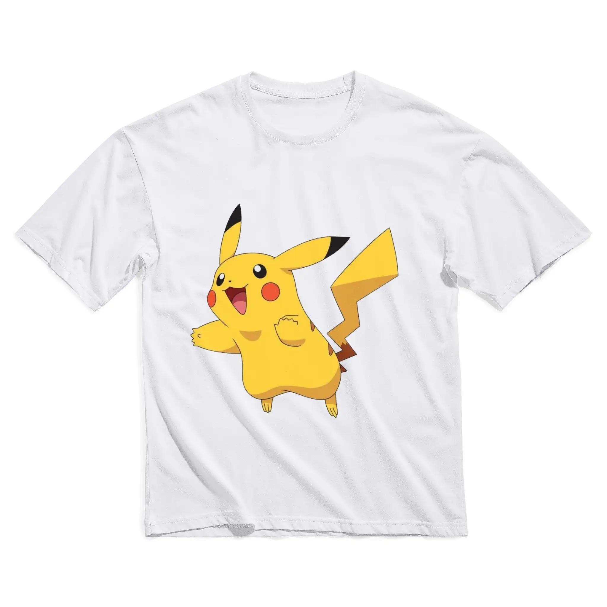 ผู้ชายผ้าฝ้ายไหล่เสื้อยืดที่กําหนดเองพิมพ์บนเสื้อสั้นการ์ตูนเสื้อยืดอะนิเมะการ์ตูน camiseta อะนิเมะ Pikachu เสื้อยืด