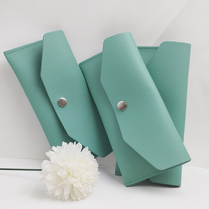 Porte-cartes compact pour femme, personnalisé, couleur unie, <span class=keywords><strong>simple</strong></span>, en PU, avec fermeture à bouton, pour cartes <span class=keywords><strong>de</strong></span> <span class=keywords><strong>visite</strong></span> - Product Image 2