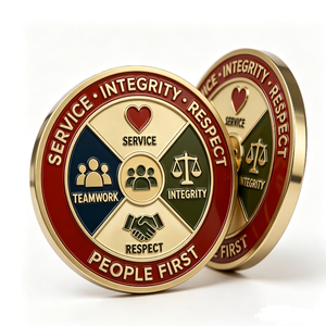 Service Integrity Respect Medal Gold Plated Zinc Alloy Circular Hard Enamel Business Gift People First Teamwork Theme - Product Image 5