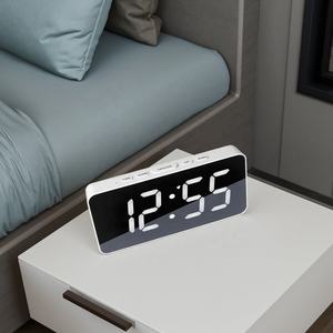 Horloge de table numérique LED <span class=keywords><strong>miroir</strong></span> Smart Office Desk Atomic DCF JJY, affichage de l'heure, de la date, de la température, <span class=keywords><strong>3</strong></span> alarmes, USB, pour chambre à coucher - Product Image 6