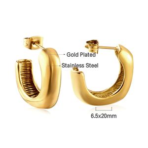Pendientes Grandes de Alta Calidad Chapados en Oro 2023 para Mujer, Pendientes Huggie Antialérgicos de Acero Inoxidable en Forma de C - Product Image 6
