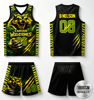 Conjunto de Pantalones Cortos de Baloncesto Sublimados por Completo y Transpirables |   Malla de Alto Rendimiento de 180 g/m², Logotipo Personalizado |   Tallas de EE. UU.