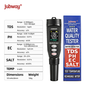เครื่องทดสอบคุณภาพน้ำ 5-in-1 ความแม่นยำสูง PH TDS EC อุณหภูมิ ความเค็ม สำหรับปากกา / สำหรับน้ำดื่ม ตู้ปลา - Product Image 2