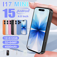 Téléphone portable I17Mini léger et compact, débloqué, 4 pouces, 12 Go + 512 Go, Android 15, Smartphone avec navigation GPS, batterie de secours 4000 mAh