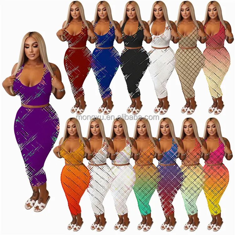 Dropshipping ürünleri 2023 ünlü marka yelek seksi kılıf elbise 2 parça Set kadınlar için tasarımcı etek ve üst Set kadınlar