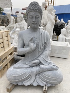 Estatua de Buda de piedra de mármol blanco de Bali, decoración del hogar, escultura Zen, Gautama Lord, meditación, aplicación al aire libre, diseño Natural, venta - Product Image 4