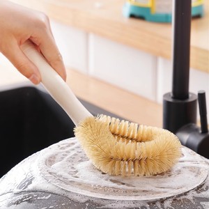 Kitchen Wooden Handle Pot Brush Coconut Bristle Hanging Loop Cleaning Brush For Pots Pans Bowls - Product Image 2