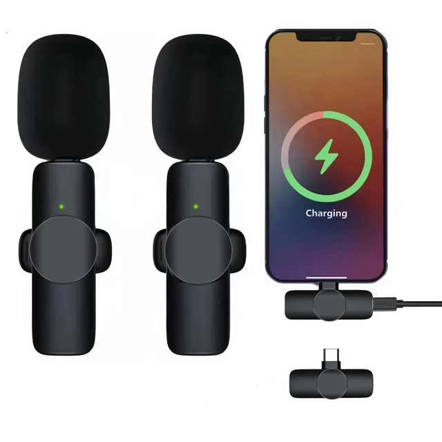 Hot Sale Cheap Professional Wireless Microphone Back Clip Portable Mobile Phone Type C Noise Cancelling LED Conference Room