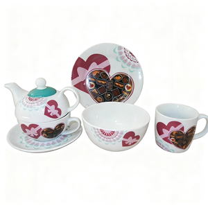 Juego de Vajilla de Porcelana con Diseño de Corazón de <span class=keywords><strong>San</strong></span> Valentín, Juego de Vajilla de Cocina de Cerámica Bonito de HARVIT con Tetera, Taza de Café, Platillo - Product Image 6