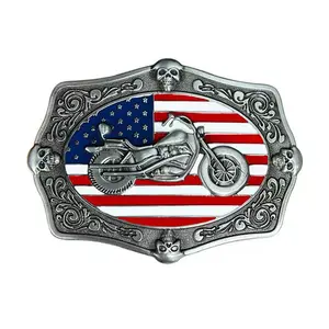 Fabriek Fabrikant Custom Western Motorfiets Lederen Riemen Gesp Mens Metalen Riem Gespen