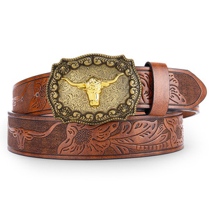 Cinturón Vaquero Retro Americano Vintage para Hombre con Hebilla Grande de Aleación, Diseño Casual y Duradero - Product Image 2