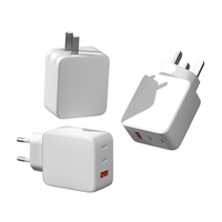 Pengisi Daya GaN 3 Port 65W 2 USB C 1 USB A PD PPS QC Pengisian Cepat Adaptor Dinding untuk Laptop Smartphone Tablet