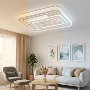 Plafonnier LED rectangulaire moderne à effet d'ondulation d'eau, avec variateur d'intensité à distance, pour la décoration intérieure de maisons de luxe - Product Image 3