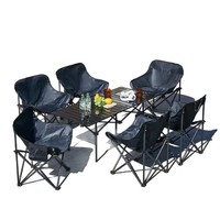 Table et chaises de camping en métal pour l'extérieur, table pliante de loisirs facile à transporter, table de barbecue pour l'extérieur