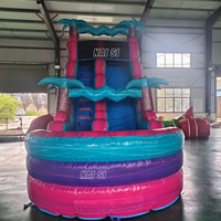 Toboggan aquatique gonflable couleur vive avec grande piscine, toboggan aquatique à une voie pour enfants, idéal pour les fêtes d'été, structure aquatique gonflable
